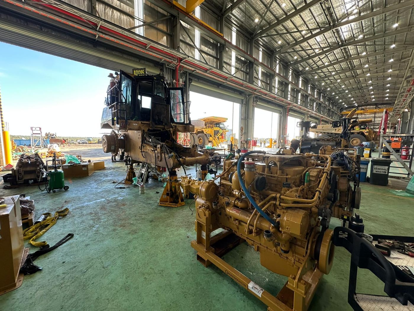 Walton Mechanical workshop floor with heavy plant under repair